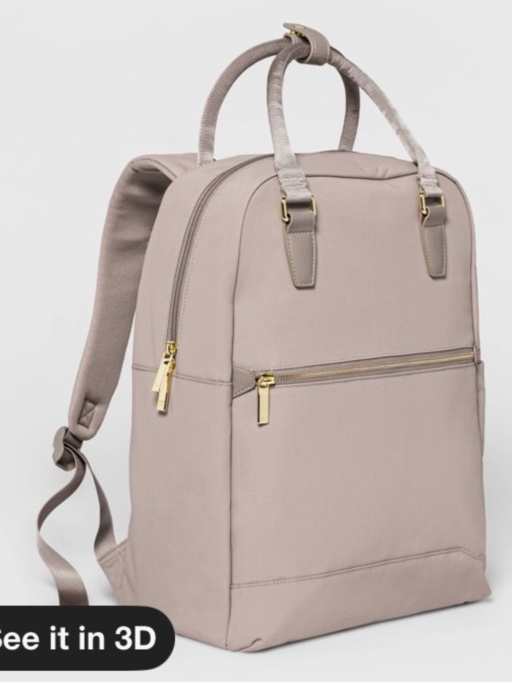 Target Soft Taupe Backpack with Gold Hardware